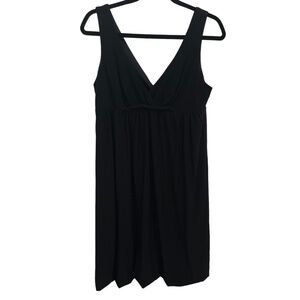 Essentials by ABS Black Sleeveless V-Neck Back Zip Stretch Knit Dress Size Larg